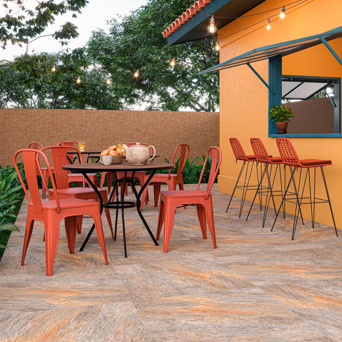 Trilha Outono 84x84 – Atmosfera rústica e acolhedora para áreas externas